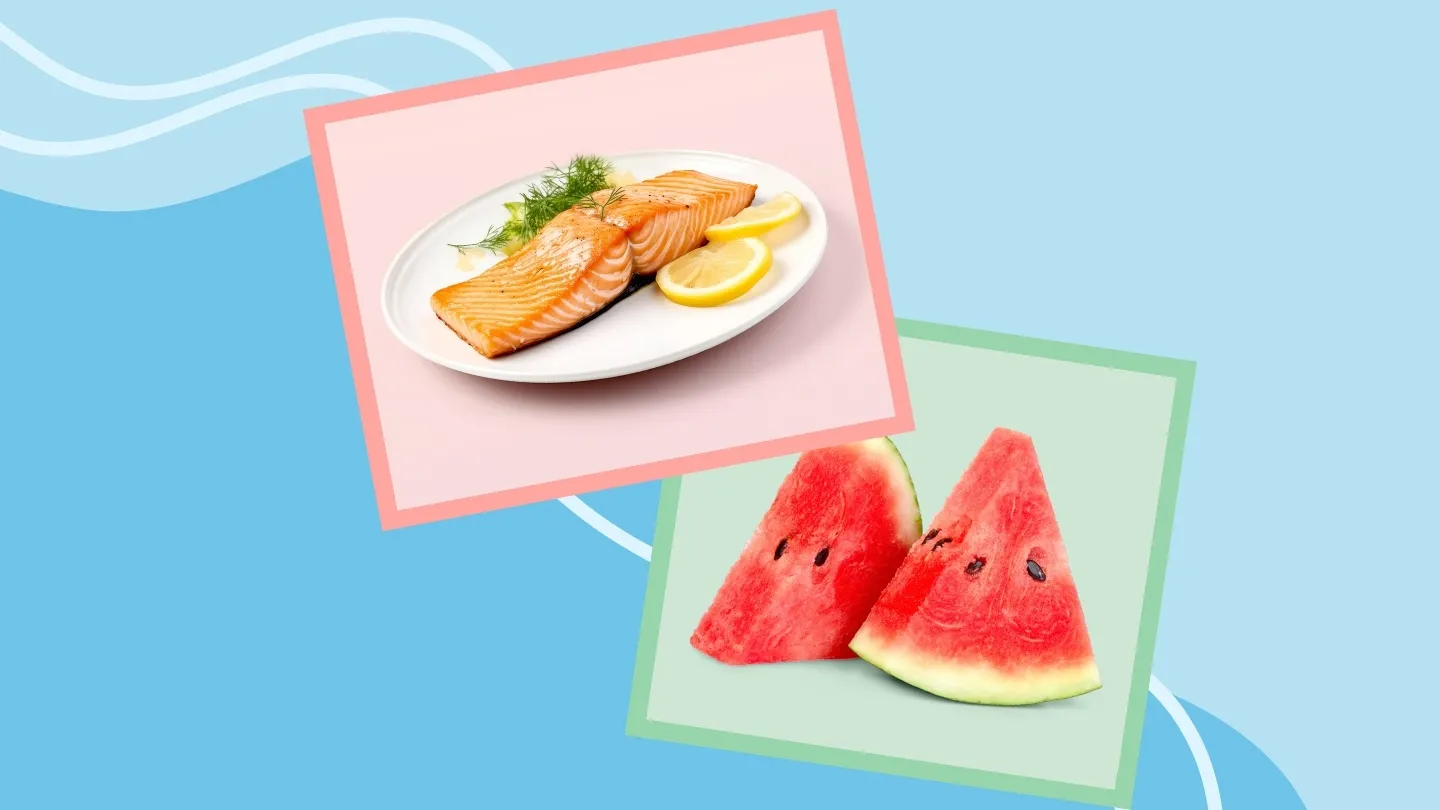Salmon, watermelon